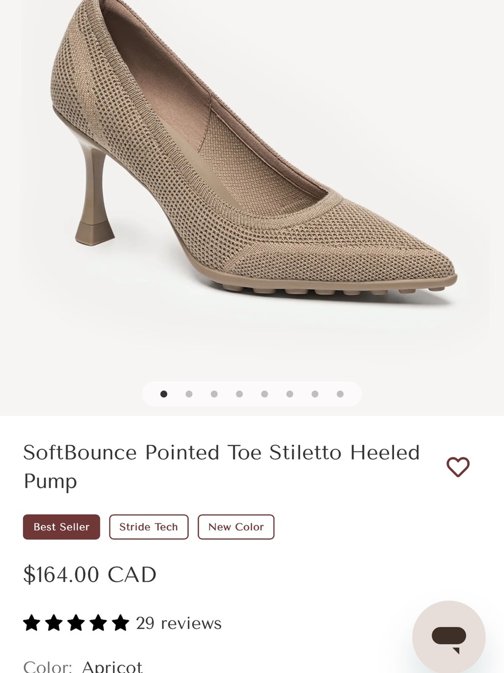 SoftBounce Apricot Pointed-Toe Stiletto Pump